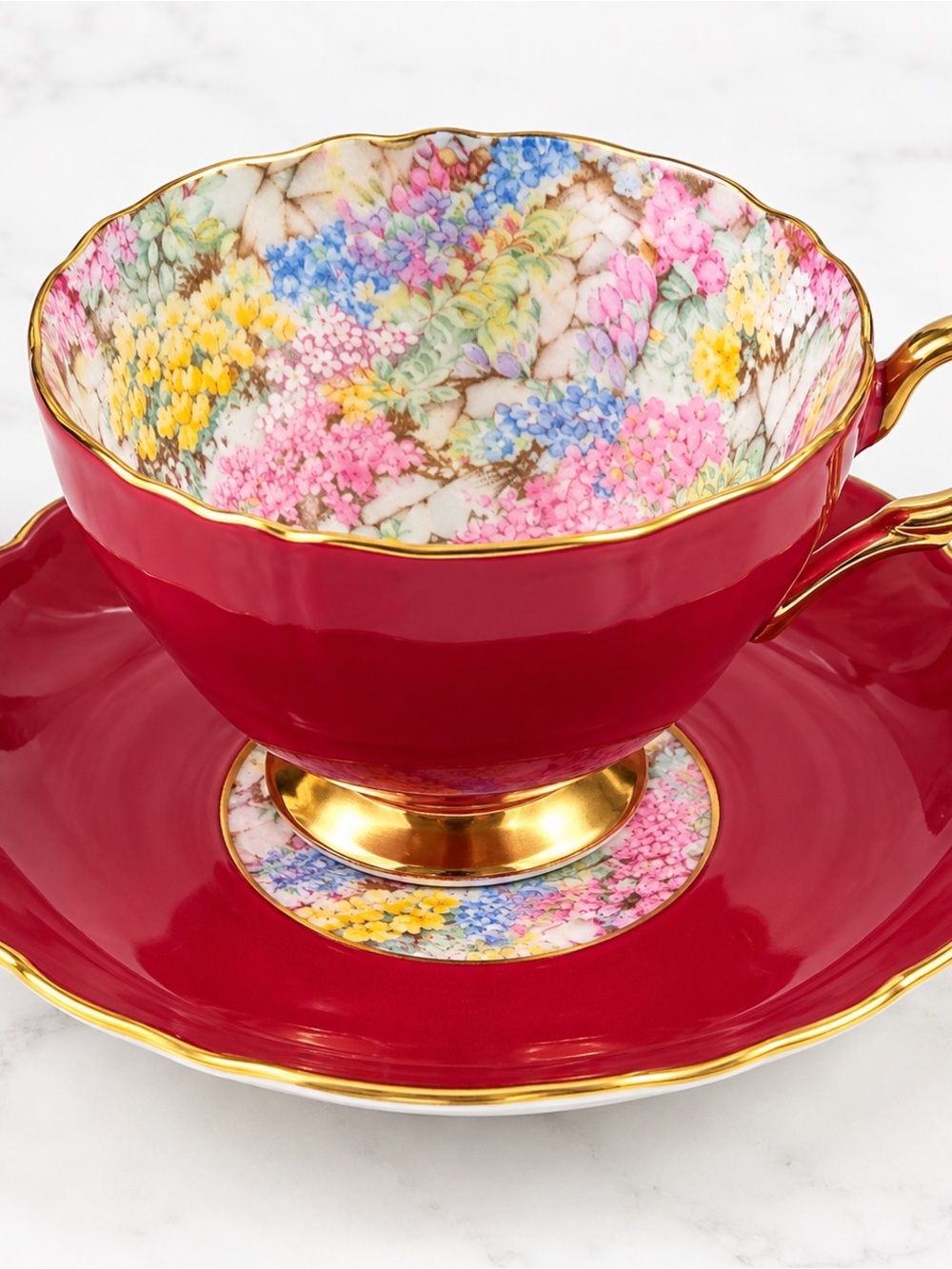 Vintage 1940s Shelley Rock Garden Chintz Teacup & Saucer 13407/41C